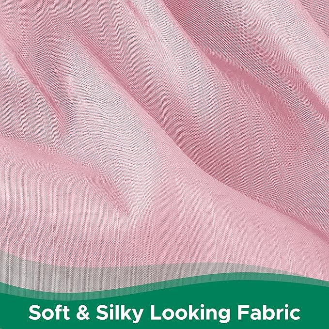 Biscaynebay Wrap Around Bed Skirts for Twin & Twin XL Beds 15" Drop, Pink Adjustable Elastic Dust Ruffles Easy Fit Wrinkle & Fade Resistant Silky Luxurious Fabric Machine Washable