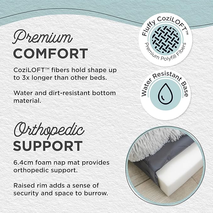 Best Friends by Sheri Nap Mat Dog Bed with Bolster - Washable Crate Pad, Removable Cover, Frost, Small, 22x15