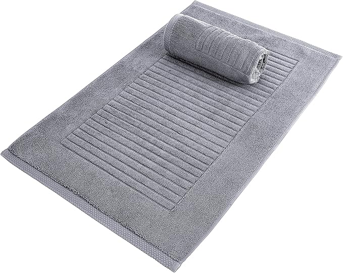 Classic Turkish Towels CTT - 2 Piece Bathroom Rugs Set, 100% Cotton Bath Mats, Comfy & Highly Absorbent Bathroom Floor Mats, Machine Washable | 20"x32" (Grey)
