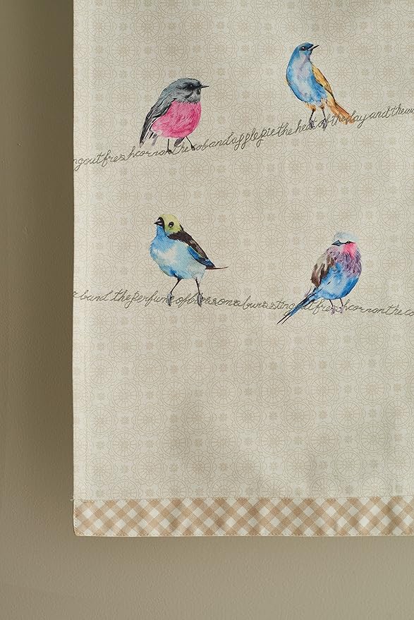 Maison d' Hermine Kitchen Towels Set of 2 100% Cotton 27.50" x 20" Reusable Cloth Tea Dish Towels Absorbent with Hanging Loop for Kitchen, Dining, Cocktail Parties Spring/Summer (Birdies on Wire)