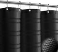 TURKIO Black Shower Curtain Waffle Weave Shower Curtain Striped Fabric Shower Curtains for Bathroom, Black Bathroom Decor