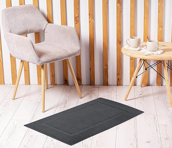 Utopia Towels Cotton Banded Rug, Bath Mats, Not a Bathroom Rug, 21 by 34 Inches, 100% Ring Spun Cotton, Highly Absorbent Shower Bathroom Floor Mat, Gray, 2 Pack