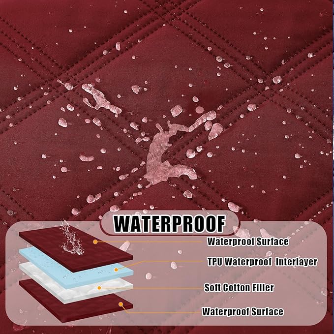 Smiry Waterproof Dog Bed Cover Blanket 68x82, Soft Reversible Pet Blanket, Washable Leakproof Cats Dogs Couch Cover for Sofa, Couch, Furniture, Lattice, Wine Red/Wine Red