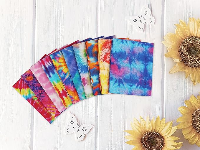 Craftido -25 Options- 100% Cotton Quilting Fabric Bundles 10pcs Fat Quarters 18”x21”-Medium Weight 5.2 oz- Soft Cotton for Quilting, Sewing Project, Patchwork, DIY Crafts - TIE DYE