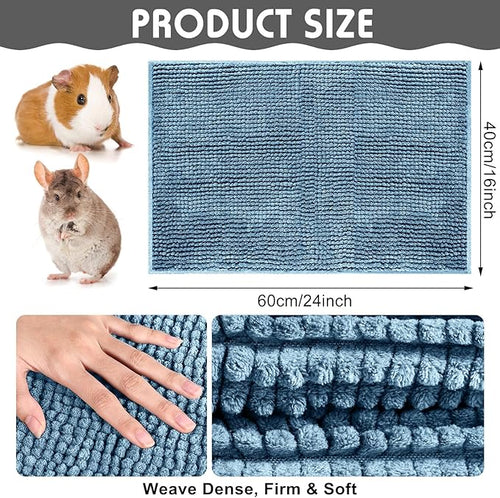Amylove 4 Pcs Guinea Pig Cage Liner Guinea Pig Bedding Dog Door Mat for Muddy Pet Paws Washable Chenille Pee Pads Small Animal Sleeping Bed for Bunny Hamster(16 x 24 Inch,Rectangular,Mixed Color)