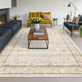 Ivory 5x8 Area Rug for Bedroom, Home Office, Washable Non Slip Dinning Rugs for Under Table, Soft Low Pile Neutral Farmhouse Boho Living Room Décor