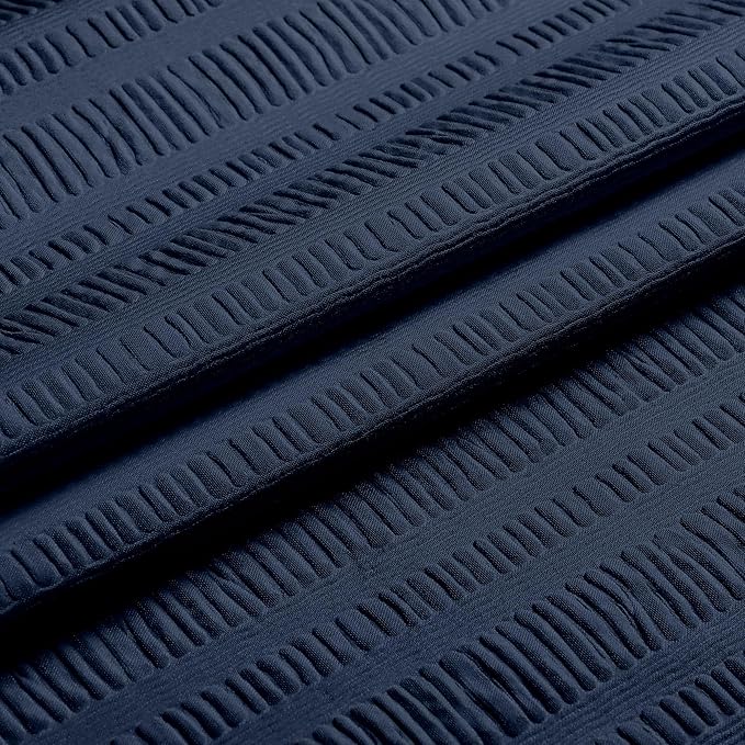 Aiyufeng Moga Navy Blue Fabric Shower Curtains for Bathroom - Blue Hotel Spa Polyester Cloth Bath Curtain with 12 Holes, 72x72, Machine Washable, Navy Blue