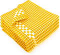 Fecido Classic Dark Kitchen Dish Towels with Hanging Loop - Heavy Duty Absorbent Dish Clothes - European Made 100% Cotton Tea Towels - Set of 4, Yellow