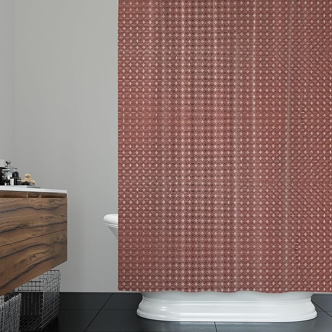 ggaimwf 60x72 Inch Solid Color Shower Curtain for Bathroom Waffle Bath Water Resistant Fabric Curtains Coffee Modern Thick Shower Stall Curtain with Metal Hooks
