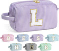 YOOLIFE Birthday Gifts for 6 7 8 9 10 11 12 13 14 15 Year Old Teen Girl - Initial Makeup Bag Letter Toiletry Pouch Cosmetic Case, Personalized Teen Girl Gifts Trendy Stuff Party Favor, Purple L