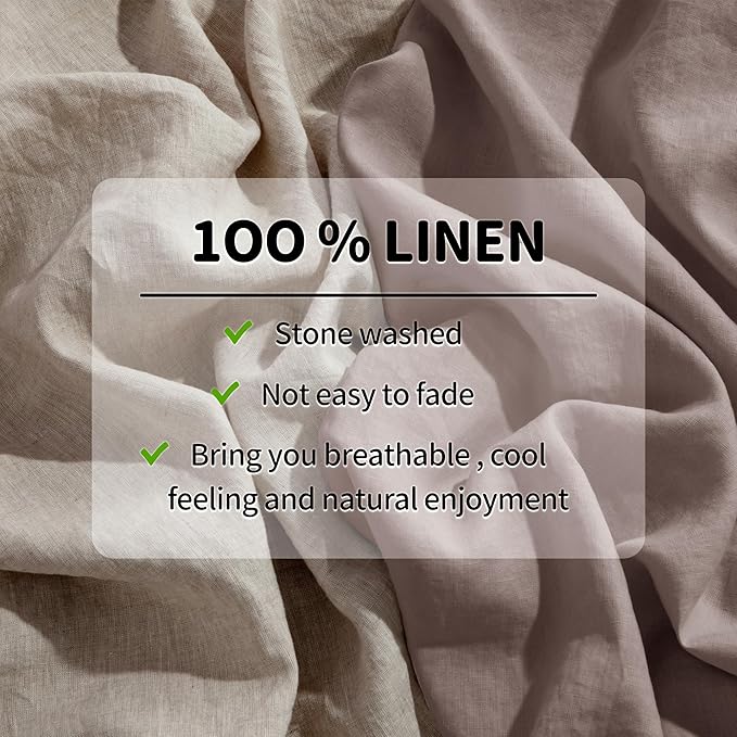 LBRO2M 100% Linen Sheet Set 16" Deep Pocket California King Size,Bed Sheets 4 Piece Sets,Solid Color Natural Flax Bed Sheets Soft Breathable Bedding,All Season (Clifornia King, Mauve Desert)