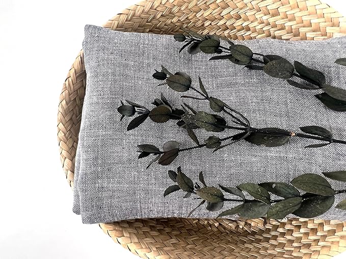 100% Linen Fabric – Yarn Dyed Chambray, Pre-Washed, Lightweight Crisp & Cool Handfeel, 52–54" Wide – The Linen Lab (Sage Green 4802, 3y)