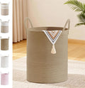 SunNewt Tall Laundry Basket with Handles, 53L Portable Dirty Clothes Hamper, Boho Cotton Rope Storage Bin for Blankets Kids Toys Gifts, Decorative Organizer for Baby Nursery Bedroom Bathroom, Jute