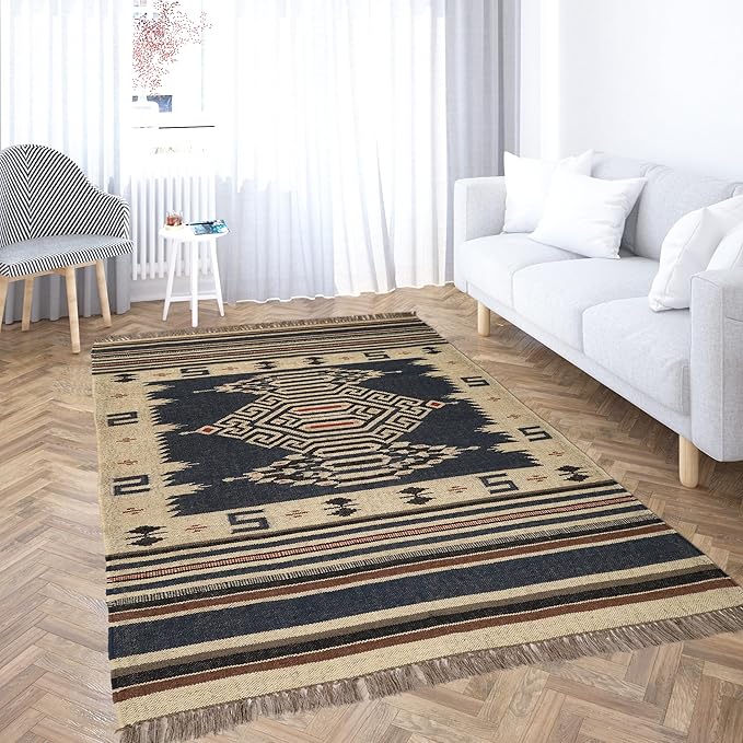 Klim Wool Jute Rug – Handwoven Elegance and Durability (Design 13)