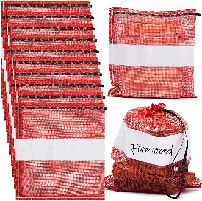 GliCraft 150 Pcs Onion Bags Reusable Mesh Produce Storage with Drawstring Firewood Bags Onion Potato Storage Sacks for Garden Vegetable Fruit Produce Packaging Supplies (22 x 24 Inch)