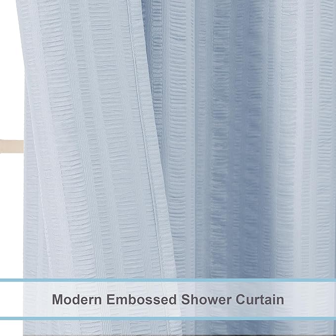 Aiyufeng Glacier Blue Shower Curtain for Bathroom, Embossed Textured Fabric Shower Curtain for Bathroom - Soft Cloth & Hotel Spa, Machine Washable, 72X78,Glacier Blue