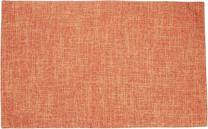 HARFINGTON 6pcs Linen Fabric Placemats 12" x 18" Polyester Rectangle Place Mats Machine Washable Heat Resistant Kitchen Table Mats for Outdoor Indoor Party Family Holiday, Orange