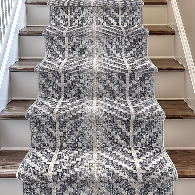 Well Woven Custom Size Hallway & Stair Runner- Harlow Rhodes Grey 31 Inches Wide x 20 Feet Long Runner (31" x 20') Runner Rug - Contemporary Design, Ultra-Soft, Easy-Clean