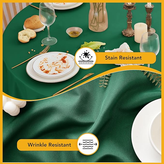 10-Pack Hunter Green Round Tablecloths, 84 Inches, Stain-Resistant Polyester for 3-5 Ft Round Tables - Washable Table Covers for Weddings, Banquets, Birthday Parties, Events