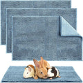 Amylove 4 Pcs Guinea Pig Cage Liner Guinea Pig Bedding Dog Door Mat for Muddy Pet Paws Washable Chenille Pee Pads Small Animal Sleeping Bed for Bunny Hamster(16 x 24 Inch,Rectangular,Blue)