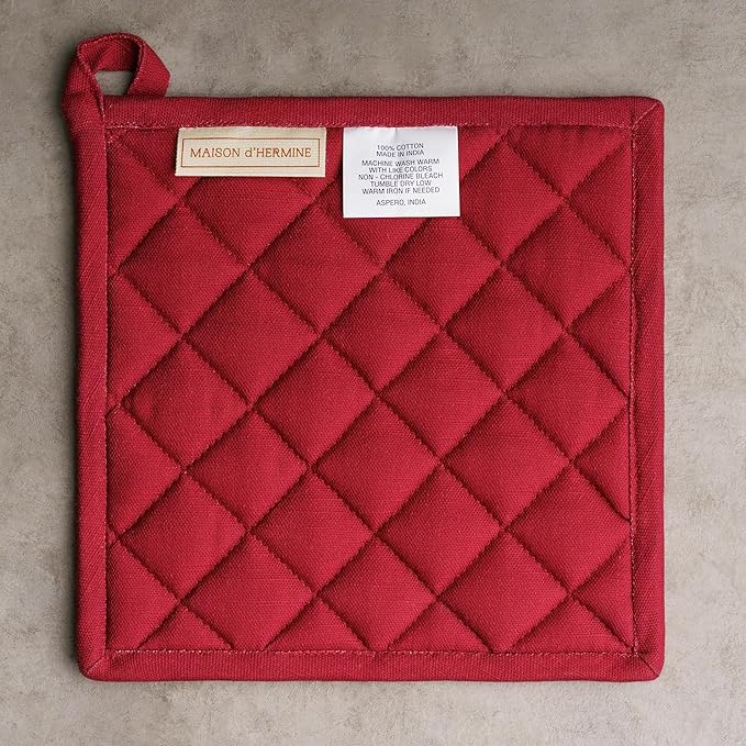 Maison d' Hermine Pot Holders 100% Cotton Heat Resistant Potholders 8" x 8" Hot Pads with Loop for Thanksgiving Christmas Decorations BBQ Cooking Handling Hot Pans (Pack of 1, Fairy Tale Forest)