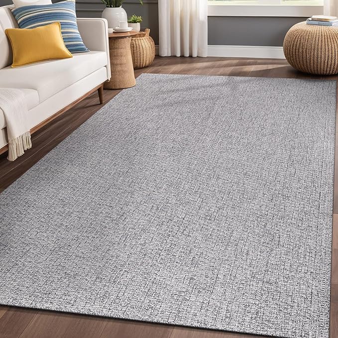Easy Jute Rugs 8x10 Gray Color Living Room Indoor Outdoor Area Rug for Farmhouse Patio and Kitchen Rug High Traffic Washable Easy to Clean Solid Boho Woven Design Outside Carpet (8 x 10)