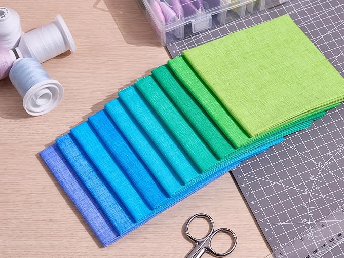Craftido - 11 Options Solids with Tweed Tonals - Assorted Color Cotton Quilting Fabric Bundles 10pcs Fat Quarters 18"x21" - Medium Weight 5.2oz - for Quilting, Sewing and Crafts - Pastel Colors