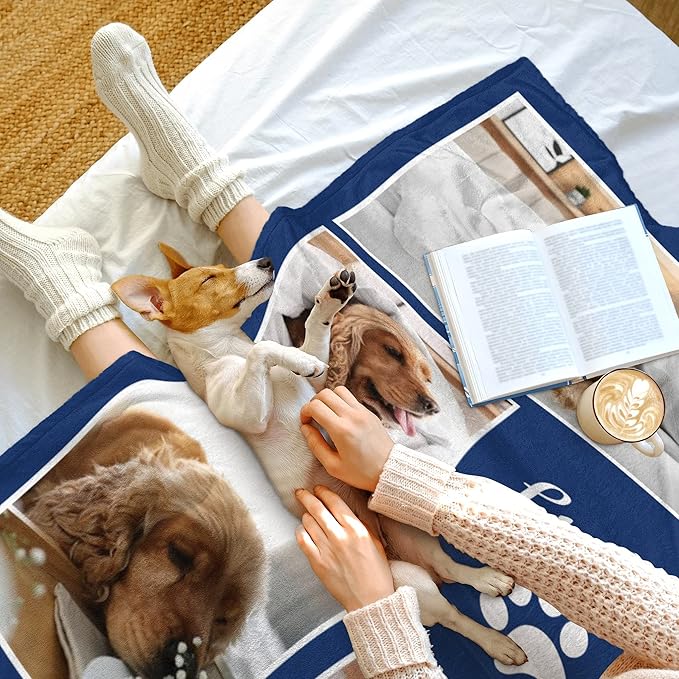Ecautly Personalized Pets Blanket with Photos, Custom Blanket for Small Dogs, Personalized Dog Blankets with Picture, Memorial Gifts for Pet Passing Away