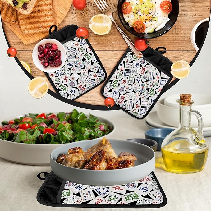 Mahjong Gifts Pot Holders for Kitchen，Mahjong Gifts for Women，Funny Oven Mitts,Cute Pot Holders,Funny Kitchen Decor,Potholder(Color-03)