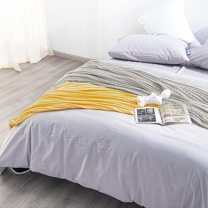NTBAY 100% Pure Cotton Cable Knit Throw Blanket, Super Soft Warm 51x67 Knitted Throw Blanket for Couch, Sofa, Chair, Bed - Extra Cozy, Machine Washable, Comfortable Home Decor, Silver Grey