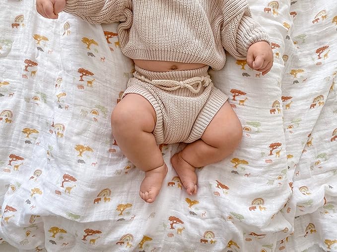 aden + anais Boutique Muslin Swaddle Blanket for Baby Girls and Boys, Newborn Receiving Blanket for Swaddling, 100% Muslin Cotton Swaddle Wrap,4 Pack, Keepin Rising