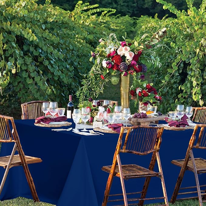 sancua Navy Blue Tablecloths for 6 Foot Rectangle Tables, 8 Pack - Washable Polyester Fabric Table Cloth for Wedding Party, Birthday, Banquet Reception, 54x108 Inch
