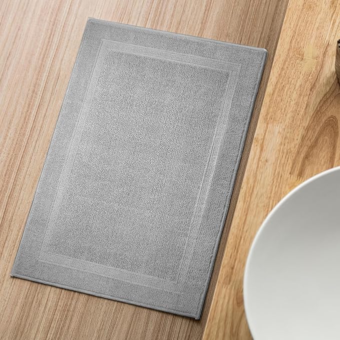 Infinitee Xclusives Premium Cotton Bath Mats for Bathroom – Pack of 2 | 34x22 Inches | Ultra Soft, Super Absorbent, Non-Slip, Machine Washable Mats (Charming Grey) [Not a Rug]