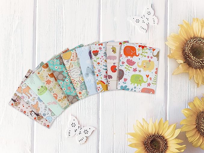 Craftido -25 Options- 100% Cotton Quilting Fabric Bundles 10pcs Fat Quarters 18”x21”-Medium Weight 5.2 oz- Soft Cotton for Quilting, Sewing Project, Patchwork, DIY Crafts – Wild Animal