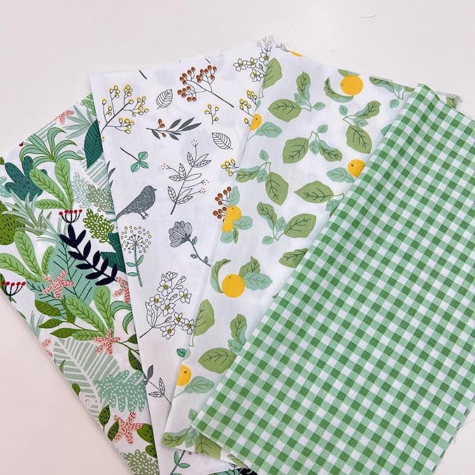 42Pcs 9.8" x 9.8"(25 * 25CM) Cotton Fabric DIY Making Supplies Quilting Patchwork Fabric Fat Quarter Bundles DIY for Quilting Cotton Patchwork Cushions (Green, 9.8" x 9.8")