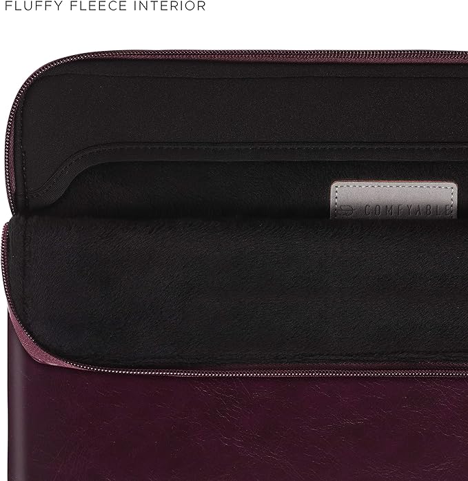 Comfyable Leather Laptop Sleeve Compatible with 16 Inch MacBook Pro M4 2024 & 15 Inch MacBook Air M4 M3 M2 2025, Berry Brown