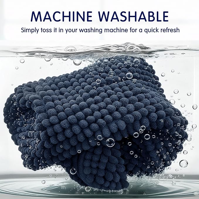 SUBRTEX Bathroom Rugs, 24" x 55" Chenille Bath Rug Soft Short Plush Bath Mat Soft Shower Mat Water Absorbent Shower Mat Quick Dry Machine Washable, Navy