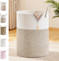 SunNewt Tall Laundry Basket with Handles, 100L Portable Dirty Clothes Hamper, Boho Cotton Rope Storage Bin for Blankets Kids Toys Gifts, Extra Large Organizer for Baby Nursery Bedroom Bathroom, Brown