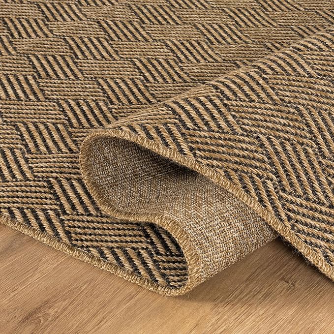 Easy Jute Rugs 2x3 Herringbone Natural Color Living Room Indoor Outdoor Door Mat for Patio and Kitchen Rug High Traffic Washable Easy to Clean Solid Boho Woven Design Carpet (2 x 3)