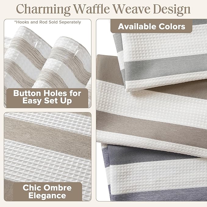 Madison Park Shower Curtain Spa Waffle Weave Stall Shower Curtain for Bathroom 3M Scotchgard Moisture Management, Spa Quality Modern Shower Curtains for Bathroom, Stall 36x72'' Taupe Ombre