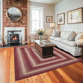 Homespice Autumn Maple Braided Area Rug 5x8' - Burgundy and Tan Braided Rugs for Dining Room and Living Room