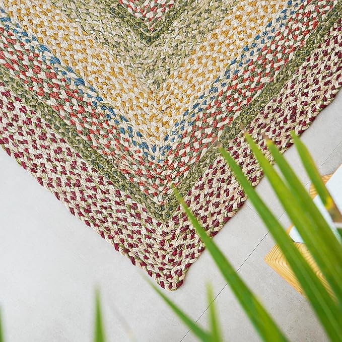 Traditional Jute Braided Runner Rug, Rustic Primitive Country Décor for Kitchen, Entryway, Hallway, Autumn, 2'6"X8'