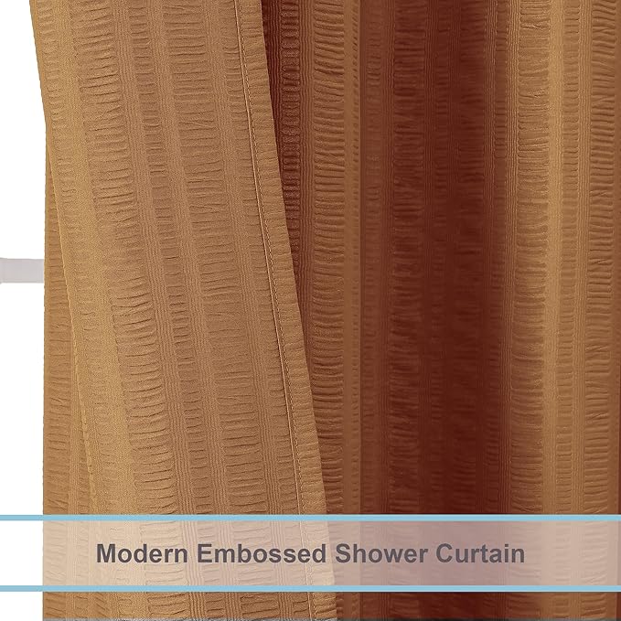 Aiyufeng Gold Shower Curtain for Bathroom, Embossed Textured Fabric Shower Curtain for Bathroom - Soft Cloth & Hotel Spa, Machine Washable, 36X72, Gold