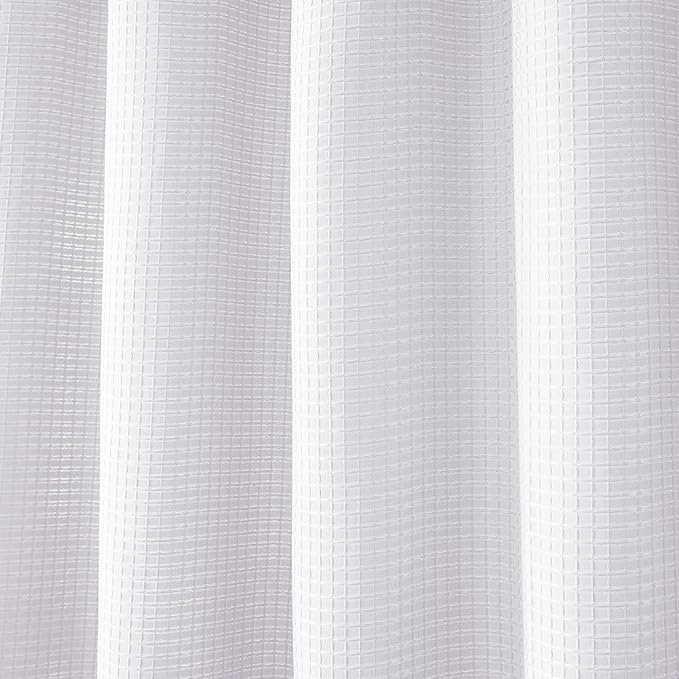 Indecor Home Luxury Waffle Weave Shower Curtain Elegant Hotel Style Fabric for Bathroom, Water Repellent, Machine Washable White Waffle