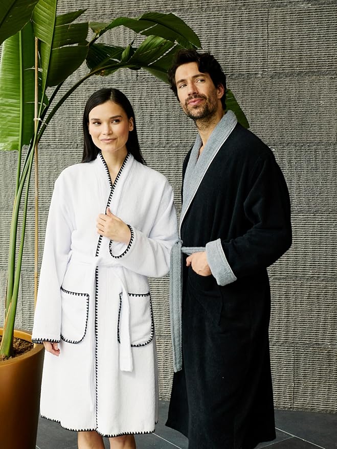 Seritaine Robes for Women, 100% Turkish Cotton Womens Robe, Luxury, Terry Cloth Long Spa Bathrobe