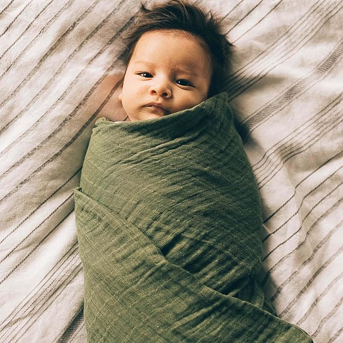 Little Unicorn Premium Cotton Swaddle Baby Blanket | Breathable Fabric | for swaddling, Play, Nursing & More (Fern)