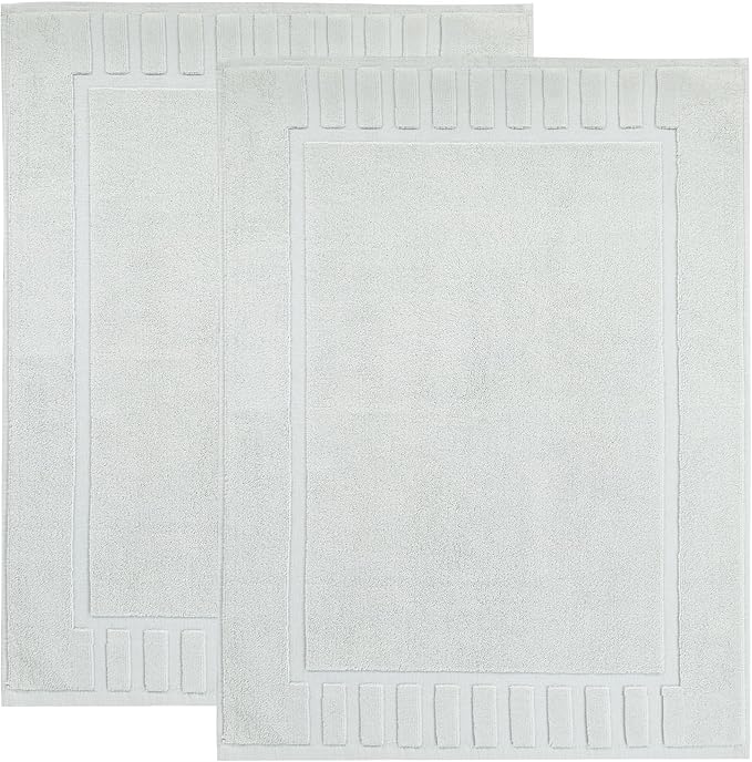 Superior 100% Cotton Bathmat Set, Bath Mats, Bathroom Decor, Shower, Bathtub Essentials, Home Accessories, Washable Rug, No Backing, Heavyweight, Leo Collection, Set of 2, 22" x 35", Aqua Marine