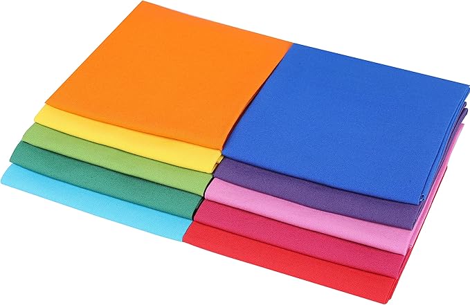 Craftido -25 Options- 100% Cotton Quilting Fabric Bundles 10pcs Fat Quarters 18”x21”-Medium Weight 5.2 oz- Soft Cotton for Quilting, Sewing Project, Patchwork, DIY Crafts – Rainbow Colors