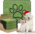 Qeils Reusable Dog Pee Pads, 4 Pack Super Absorbent & Leakproof Washable Puppy Pads with Soft Green Top Layer, for Potty Training, Crates, Couch, Car Seats & Pet Beds, 30"x 34"
