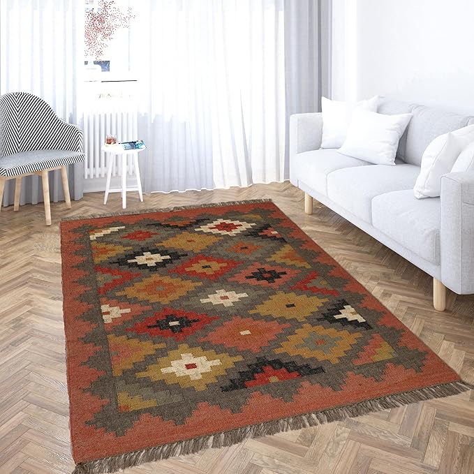 Klim Wool Jute Rug – Handwoven Elegance and Durability (Design 9)